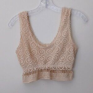 Kimchi Blue Natural 100% Cotton Beautiful Boho Crochet Camisole Tank Top XS